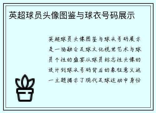 英超球员头像图鉴与球衣号码展示
